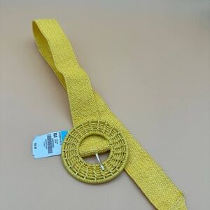 Universal Thread Mustard Woven Belt with Circular Buckle